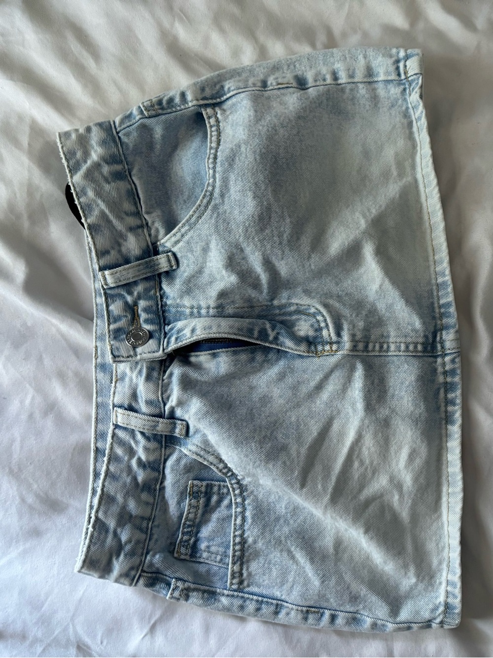SHEIN Light Blue Straight Denim Mini Skirt